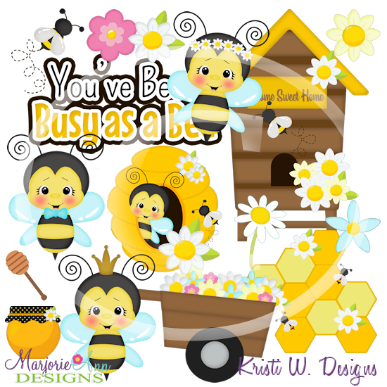 Busy Bees SVG Cutting Files/Paper Piecing +Clipart - Click Image to Close